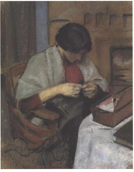 August Macke Elisabeth Gerhard sewing Germany oil painting art